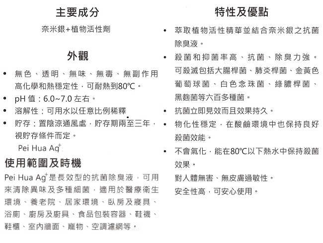 PeiHua奈米银杀菌除臭液